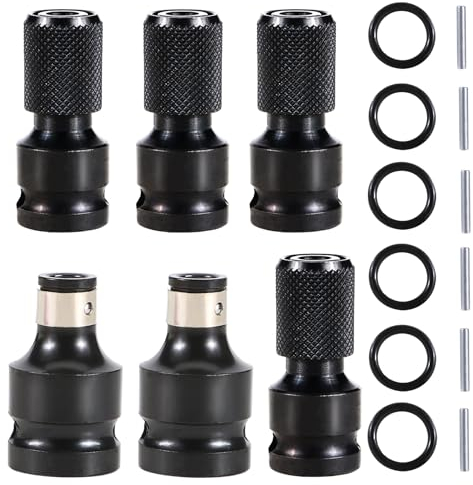 6 Pezzi Adattatori con Attacco da Quadrello da 1/2 a Esagonale da 1/4 Sgancio Rapido Adattatore Stelo Esagonale Convertitore Punte per Cacciaviti a Percussione e a Cricchetto