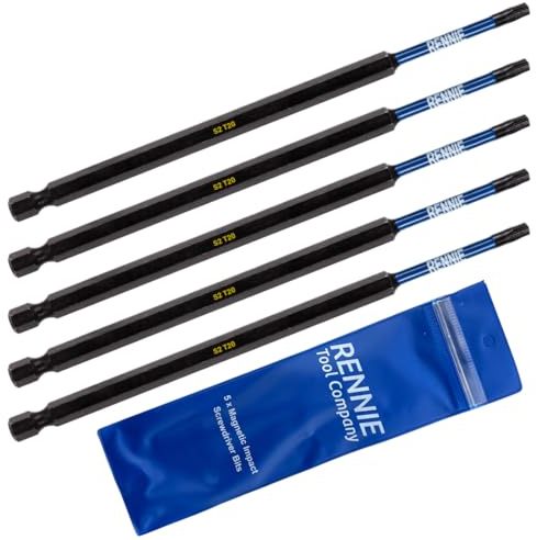 5 x Rennie Tools 150mm Long T20 TX20 Impact Screwdriver Driver Bits Set. Heavy Duty Magnetic Torx Screwdriver Bit Set. Black Oxide Coated Torx Impact Driver Bits. Torx Bit Set.