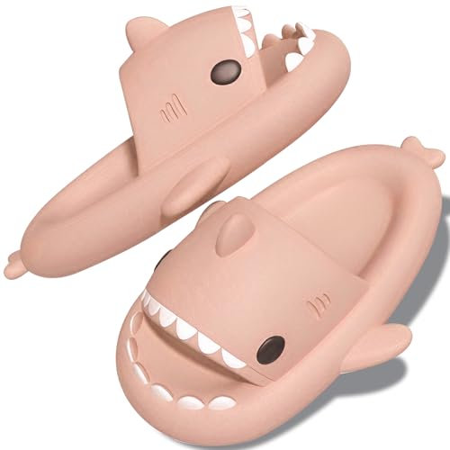 TOPALL Ciabatte Squalo,Pantofole Squalo Donna Uomo, Ciabatte Casa Simpatiche Vertenti,Antiscivolo Morbide Pantofole per Inter ed Piscina Mare Doccia Bambina/Ragazzo/Unisex Estive(Rose,30/31)