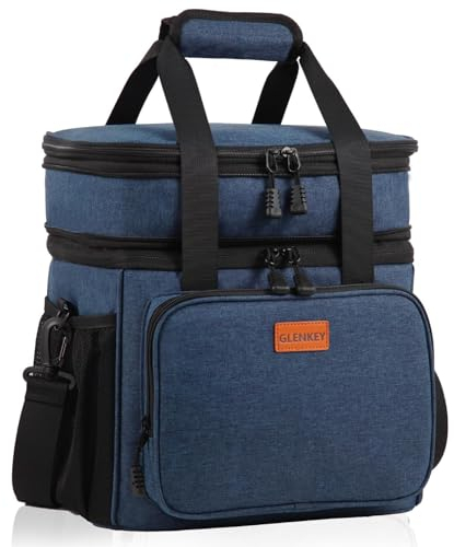 Erweiterbare XL-Lunchbox, isoliert, strapazierfähig, wasserdicht, auslaufsicher, langlebig, Kühltasche für Männer, Frauen, Erwachsene, Arbeit, Bau, Camping, Ausflug, 22 l, Blau