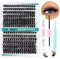 GEMERRY Extension Cils Kit Faux Cils 80D/100D Extension de Cils Bouquet Cils individuel Natural D Curl 10-18mm avec Colle et Scellements Applicateur Pince Kit Faux Cils(80D+100D-D-10-18mm-Set)