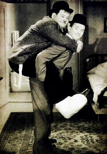 KUSTOM ART Dekoratives Wandposter Serie Schauspieler Stan Laurel und Oliver Hardy (Laurel und Ollio) Kunstdruck auf beschichtetem Papier, 40 x 30 cm, ohne Rahmen