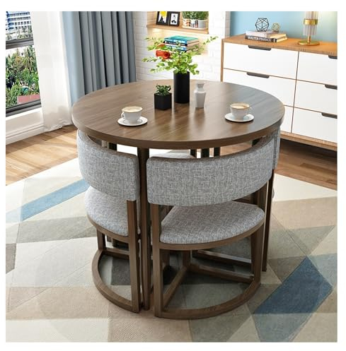 Essgruppe Set Tisch und Stühle Esstisch und 4 Stuhl Büro Konferenztisch Seminartisch Bistro-Set Sitzgruppe für Wohnzimmer Esszimmer Balkon Küche Salon Café Essecke Frühstücksecke Platzsparend ( Color