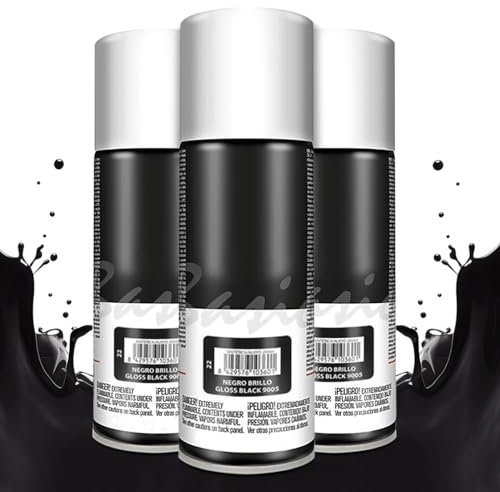 TIENDA EURASIA – Pintura Spray | Pack de 3 Unidades | Spray Pintura | Distintos Acabados |Capacidad 200 ml | 5x17.5 cm (Negro Brillante)
