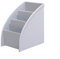 Organizer da tavolo, porta telecomando TV, contenitore in plastica trapezoidale per trucchi, cancelleria, penne, telecomandi TV (grigio)