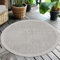 Teppium Modern Outdoor Teppich Wetterfest 200 cm Rund Grau- Flachgewebe Sisaloptik Balkon Teppich Wasserfest - Waschbarer Teppich für Garten, Terrasse, Camping und Küche