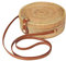 Rattan Crossbody Bag, Circle Rattan -Tasche, runde gewebte Umhängetasche mit Lederband und Schnalle, modische Sommerstrandtasche für Frauen Reisen