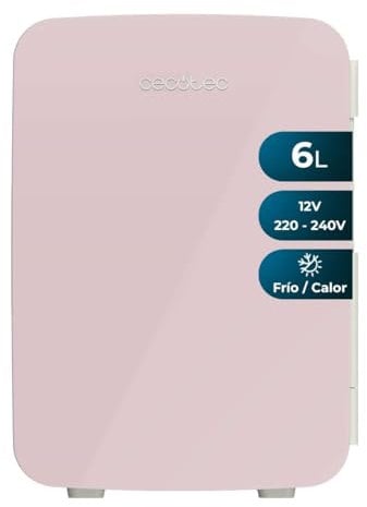 Cecotec Nevera Pequeña Bolero MiniCooling 6L Bahamas Pink. Capacidad 6 L, Funcionamiento 12-220 V, Compatible con Coches y Caravanas, Función Frío y Calor, Temperatura Regulable de 5 ºC a 65 ºC