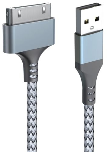 Cable de carga USB a 30 pines de 1 m, cable de carga para iPhone 4, cable USB de carga rápida y sincronización de datos, cable trenzado compatible con iPhone 4 4S, iPhone 3G 3GS, iPad 1 2 3 iPod Touch