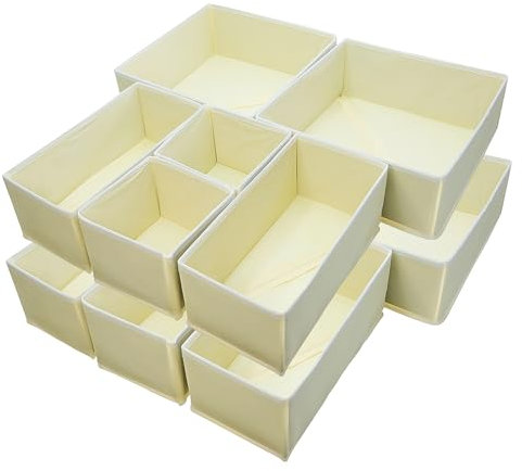 Foeska Schubladen organizer,schrank organizer,kleiderschrank organizer für Kleidung,Unterwäsche-Aufbewahrung,faltbar,Geeignet für Schlafzimmer,Schrank und Schubladen(Khaki, 12pcs)