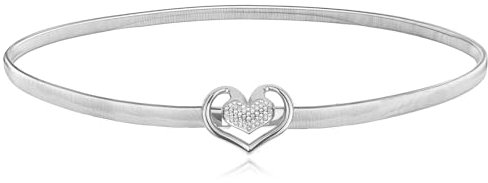 Andibro Damen Dünner Metallgürtel,Silber Elastische Taillengürtel Strass Herzförmiger Schnalle Gürtel Kleid Taillen Schmaler Kettengürtel Modische Dünner Taille Gürtel(Silber)