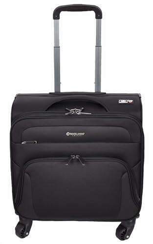 A1 FASHION GOODS Valise à roulettes 4 roulettes pour ordinateur portable, documents, vêtements, sac de voyage d'affaires, navette, noir, Noir , Carry-on 18, Valise pilote roulante de taille cabine
