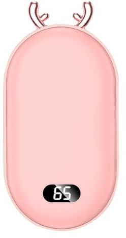 Chauffe-Mains Rechargeable, Chauffe-Mains Électrique avec 3 Niveaux de Chauffage de 45-65°C, 5200mAh USB Batterie Externe, Idéal pour Femme, Homme, Enfant (Rose, 5200mAh)