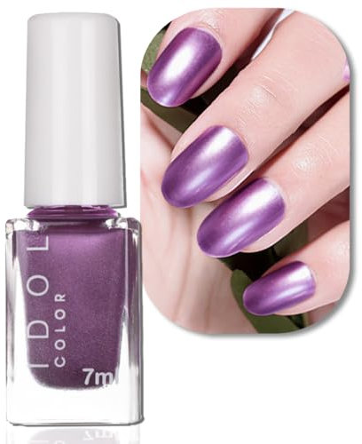 Metal Nail Polish Mirror Nail Varnish,Quick Drying Metal Chrome Nail Art Purple Nail Polish,No Need Cure,Non Toxic,Long Lasting Nail Varnish Chip Free,French Manicure