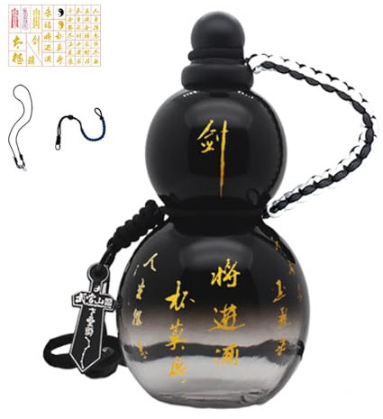 Bexdug Bouteille d'eau gourde de 800ml avec sangle, bouteille d'eau Portable d'extérieur, tasse d'eau d'inspiration rétro chinoise | Bouteille de gourde de grande capacité
