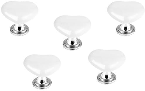 rflaueo 5pcs Toilet Button Pusher Love Heart Shaped Toilet Tank Button Toilet Flush Button Pusher Toilet Push Button for Toilet Lid and Tank Toilet Flusher Top Push Button for Women Long Nail(U231-5)