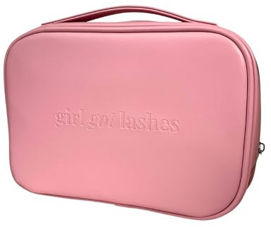 GirlGotLashes Kosmetiktasche für Frauen -Kleine Make up Tasche aus veganem Leder, Reise Schminktasche mit wasserdichtem Fach, abnehmbaren Innentaschen und Tragegurten - Ideal für Wimpernverlängerung
