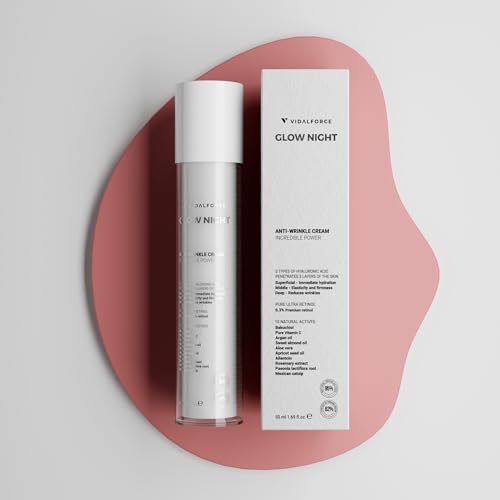 GLOW NIGHT Crema Antiarrugas - Rejuvenece hasta 5 Años - Crema Noche I 100/100 en Yuka I Retinol Encapsulado, Ácido Hialurónico Full-Spectrum y Bakuchiol 50ml