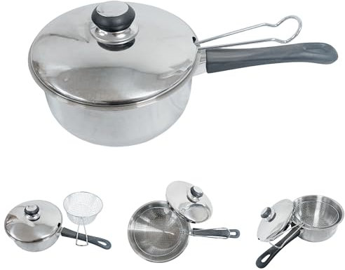 Reldor 3-in-1 Chip Pan with Lid & Wire Basket, 3.0 Liters Deep Frying Pot for French Fires Fish Chicken with Stainless Steel basket Easy to Use - Perfect for Gas, Electric, and Solid Hotplates