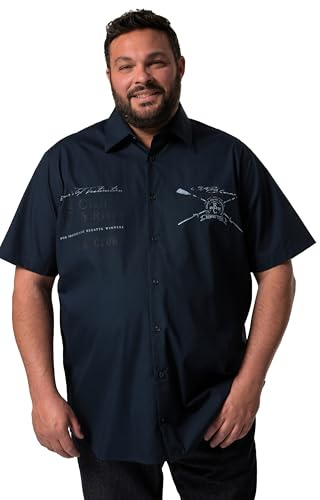 Men Plus Herren große Größen Übergrößen Menswear L-8XL Hemd, Halbarm, Kentkragen, Print, Comfort Fit Navy blau 6XL 837984130-6XL