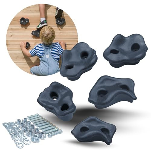 Spielturmking® Klettergriffe Anthrazit 5-30 Stück, Klettersteine Kinder, Klettergriffe Kinder für Klettergerüst Outdoor und Kletterwand Kinder, Kletterwand Griffe für Spielturm Outdoor & Indoor (30)