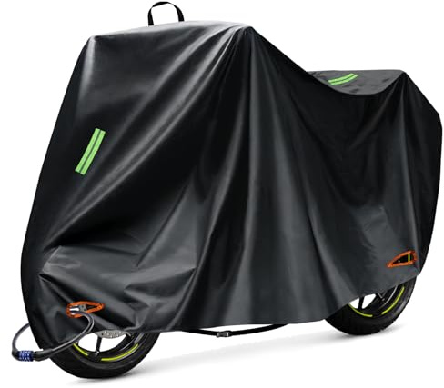 NIGOOLATA Motorrad Abdeckplane Outdoor Motorrad Garage Wasserdicht 210D Motorradplane für Moped Motoroller Roller (265x105x125cm)