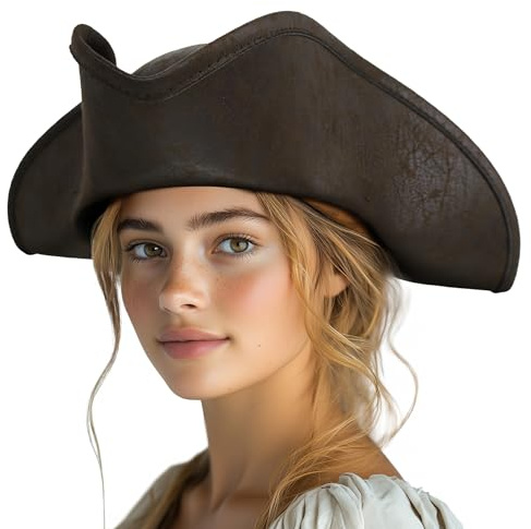 JPXH Kolonial Dreisporn Hut Damen Erwachsene Piraten Kostüm Zubehör Halloween Cosplay