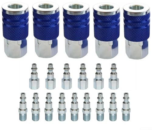 ZiStarlilife Lot de 20 raccords rapides pour tuyau d'air industriel 1/4 NPT mâle femelle raccords en acier pour compresseur d'air, outils pneumatiques, équipement d'atelier
