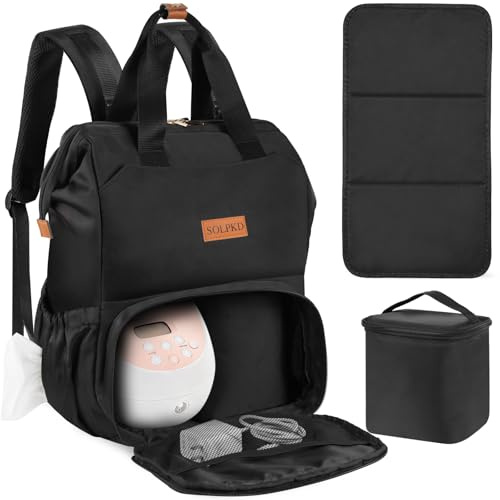 SOLPKD Wickeltaschen-Rucksack, Milchpumpen-Rucksack für Spectra S1, S2, Pumprucksack für berufstätige Mütter, Reisen und Stillen, Neugeborene, ein Muss für Neugeborene, Schwarz