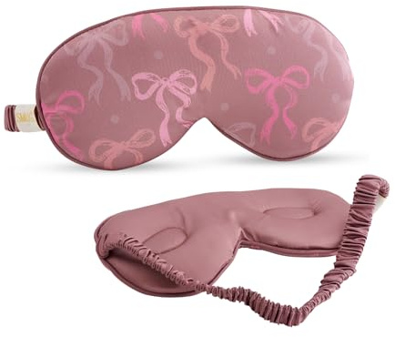 SMUG Cloud Padded Satin Sleep Masks | Skin & Hair Friendly | Improve Sleeping | Plush Eye Cushions for Women & Men | Elasticated Strap | Premium Comfort | Home & Travel | Mocha Bows