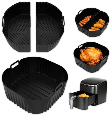 Tbintul 3 Pièces Moule Silicone Air Fryer, Plat Air Fryer Accessoires pour Philips 2000 Série NA230 XL 6,2L, Cecotec Cosori Turbo Blaze 5,5L 6L 6,2L, Doublures Silicone pour Friteuse Air, Micro-ondes