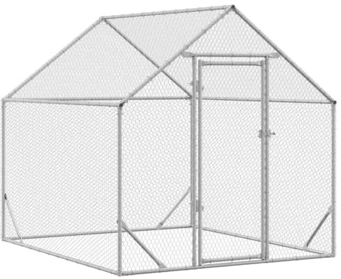 vidaXL Hühnerkäfig Silber 200 x 170 x 177 cm Verzinkter Stahl