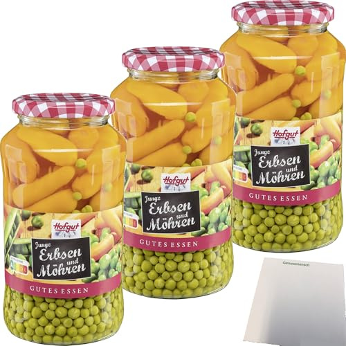 usy Bundle für Hofgut Erbsen sehr fein mit Möhren 3er Pack (3x720ml Glas) + usy Block