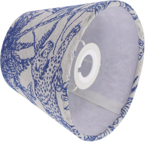Kleine Stoff-Lampenschirm-Abdeckung für E27 E14-Fassung, weicht Licht und stabiles Design, blau gemusterter Boho-Stil, für Büro und Arbeitszimmer, schöne Verarbeitung
