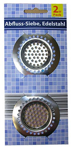 Juego de 2 coladores de desagüe, 63 mm, acero inoxidable, para fregadero