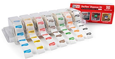 DayView Lebensmittel-Etiketten, quadratisch, 25 mm, Wochentage, 1000 Etiketten pro Tag, 7 Tage