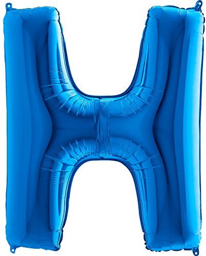 Trendario Ballon Buchstaben - XXL Riesenbuchstabe 100cm Folienballon - Helium Luftballons für Geburtstag, Taufe, Party Deko, Hochzeit (H, Blau)