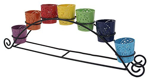 Dharmaobjects Stor uppsättning av 7 chakrasymboler votiv te ljus ljushållare
