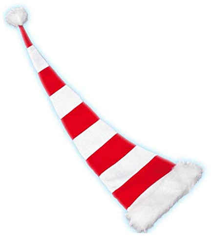 KarnevalsTeufel.de Mütze Nikolaus in rot-weiß gestreift aus Samt, lang, Weihnachten