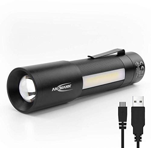 ANSMANN Multi 3 en 1 Lampe de poche LED 280 lumens et 4 fonctions – Lampe focale puissante, robuste, magnétique & rechargeable –Lampe de travail en aluminium pour voiture, atelier, camping, etc.