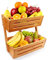 2-Tier Bamboo Countertop Fruit Basket Holder & Decorative Bowl Stand Detachable Fruit Holder，Perfect for Fruit, Vegetables, Snacks, Household Items, and Much More in Home, Kitchen and Office