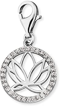 Engelsrufer Damen Charm Anhänger Lotusblüte Silber aus Sterling Silber - besetzt mit 32 Zirkonia Steinen - Karabinerverschluss - nickelfrei