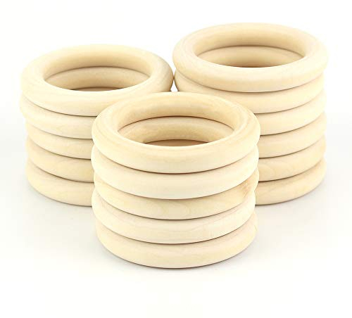 ARTESTAR 16 Pièces Anneau de Dentition en Bois, Cercle Artisanat Non Fini pour Accessoires Bricolage et Décoration de la Maison (68mm)