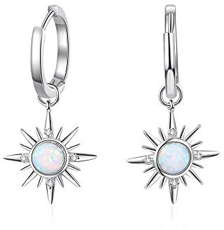Sun Creolen Ohrringe 925 Sterling Silber Opal Ohrringe Mit Charme Klare Cz Hochzeit Ohrringe Für Frauen Fine Schmuck