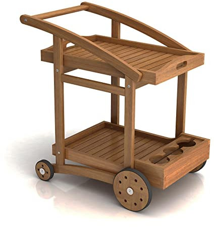 MICHELE SOGARI Carrello Portavivande in Legno Acacia Happy Tea con Vassoio rimovibile e Ruote 85x57x85h cm
