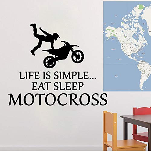 NSRJDSYT Essen Schlaf Phrase Motocross Wandaufkleber Vinyl Kunst Aufkleber Wohnzimmer Schlafzimmer Motorrad Wandbilder für Jungen Tür Poster Poster 50x42cm
