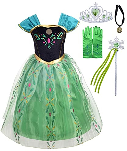 Lito Angels Girls Kids Princess Coronation Costume with Accessories Fancy Dress Up Birthday Party Age 2 Years, Green