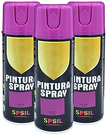 BESCH Pintura Spray 400ml para Metal/Madera/Plastico(Violeta,400 ml (Paquete de 3)
