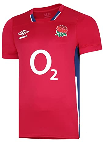 Umbro England 2021/22 Herren Alternate Replik Rugby Union Trikot Top Rot, rot / blau, L