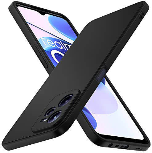 ivoler Silikon Hülle für Realme C35 / Realme Narzo 50A Prime mit Kameraschutz, Ultra Dünne Weiche Stoßfest Schutzhülle Flexible TPU Matte Schwarz Handyhülle Kratzfest Case Cover